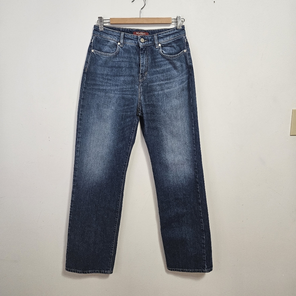 MaxMara Studio Wide Leg Jeans Sz 6  Blue Denim Designer
